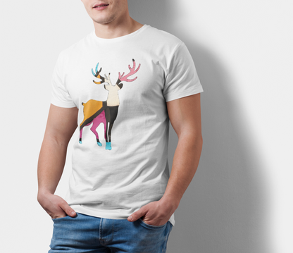 ATOM Signature Mascot Colourful Canvas White T-Shirt For Men