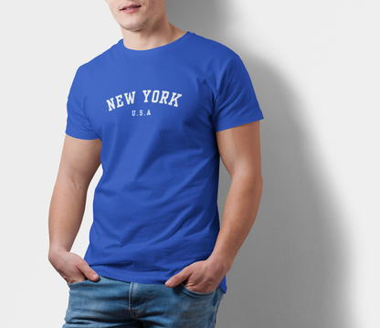 ATOM Signature New York USA Royal Blue T-Shirt For Men