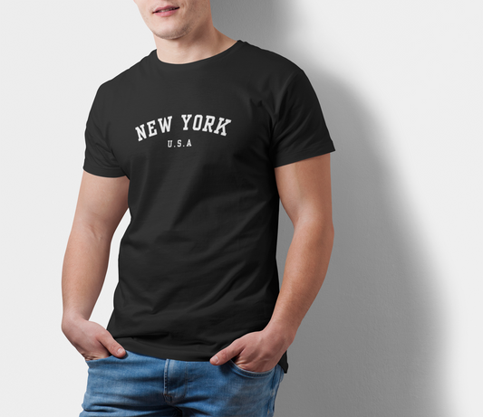 ATOM Signature New York USA Black T-Shirt For Men