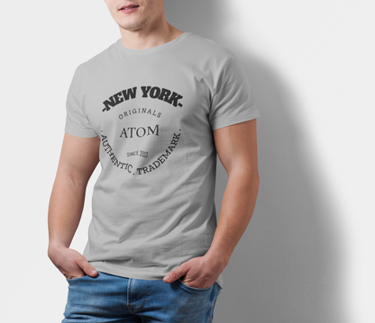 Atom New York Signature Authentic Trademark Light Grey T-Shirt For Men