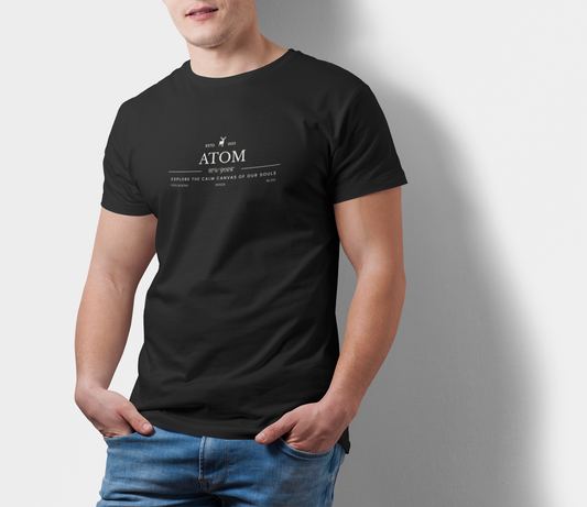 Atom Signature New York Calm Canvas Black T-Shirt For Men