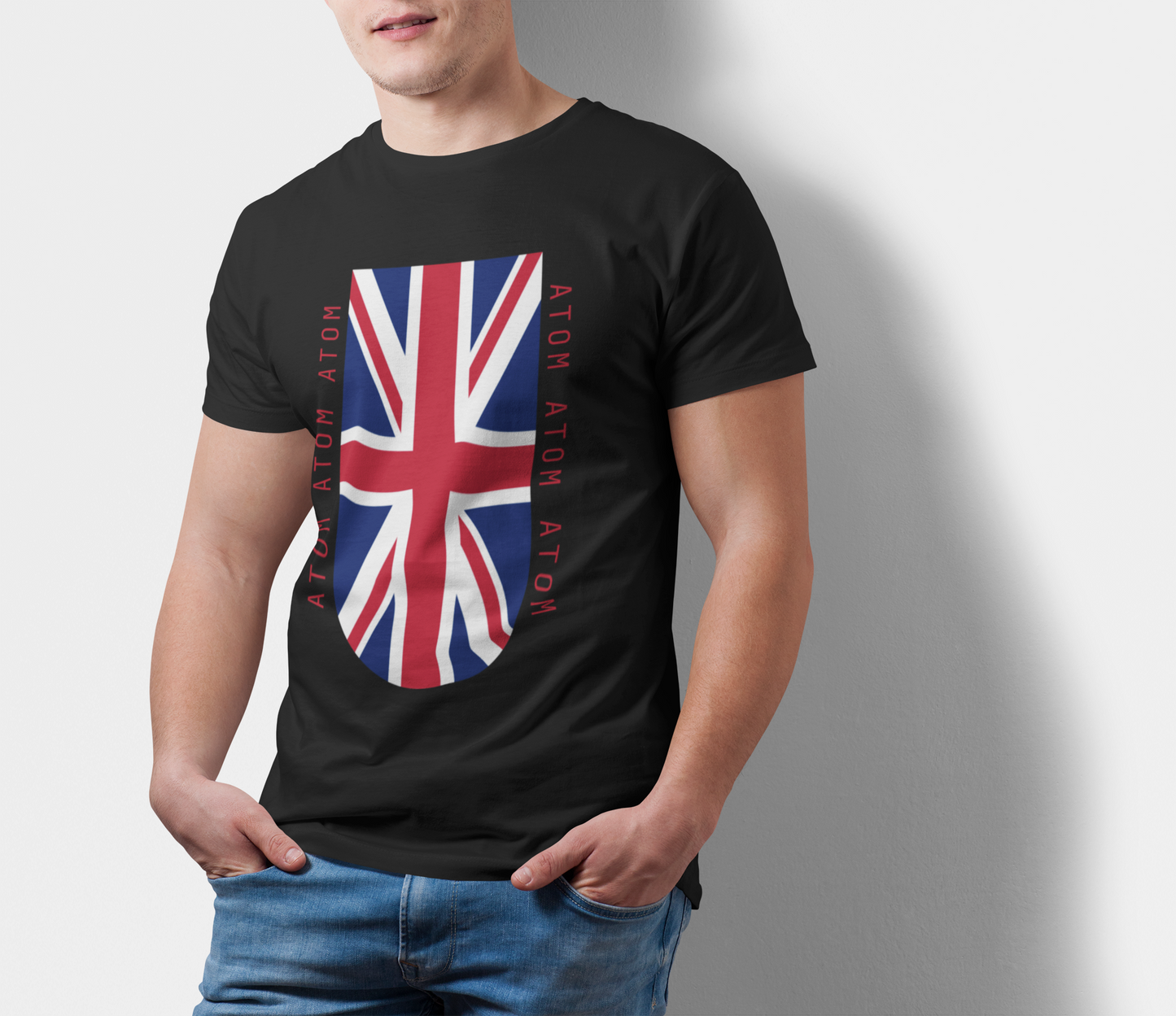 ATOM Signature UK Flag Black T-Shirt For Men