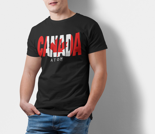 ATOM Canada Flag Black T-Shirt For Men