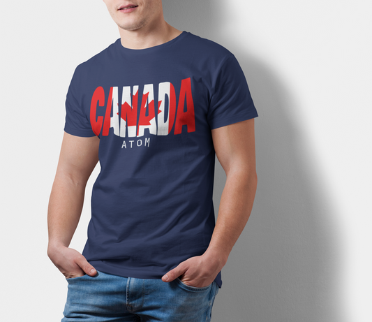 ATOM Canada Flag Navy Blue T-Shirt For Men