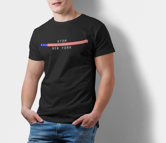 ATOM USA Stripe Flag Black T-Shirt For Men