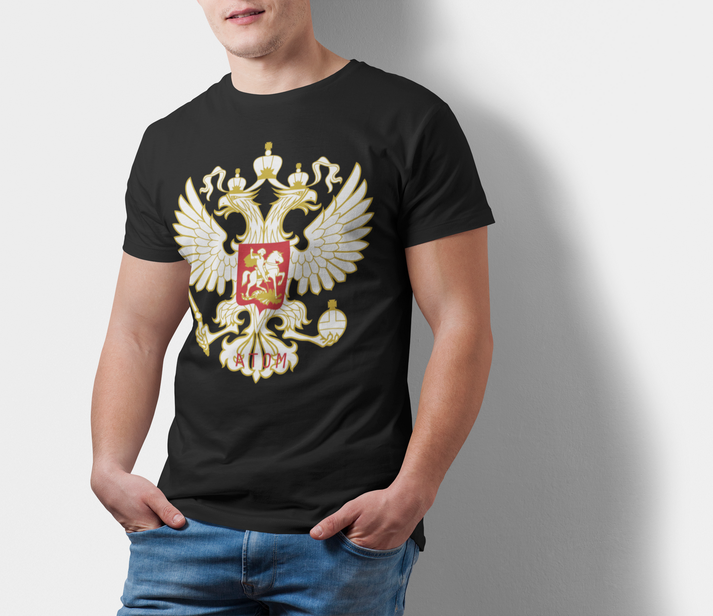 ATOM Signature Russia Mascot Black T-Shirt For Men