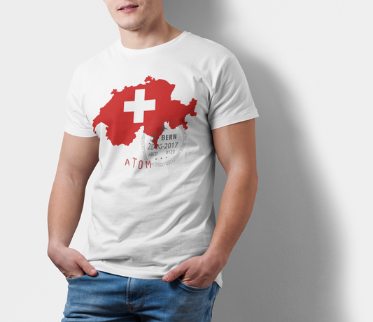 ATOM Switzerland Flag White T-Shirt For Men