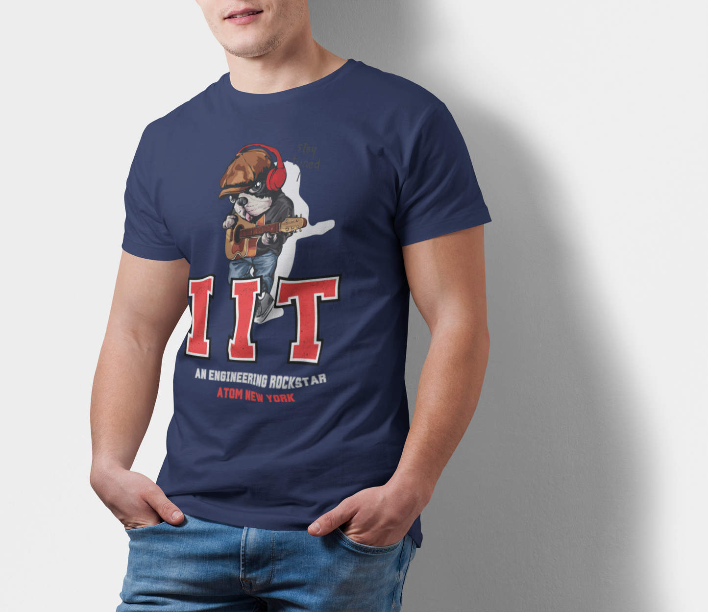 ATOM New York Signature IIT Navy Blue T-Shirt For Men