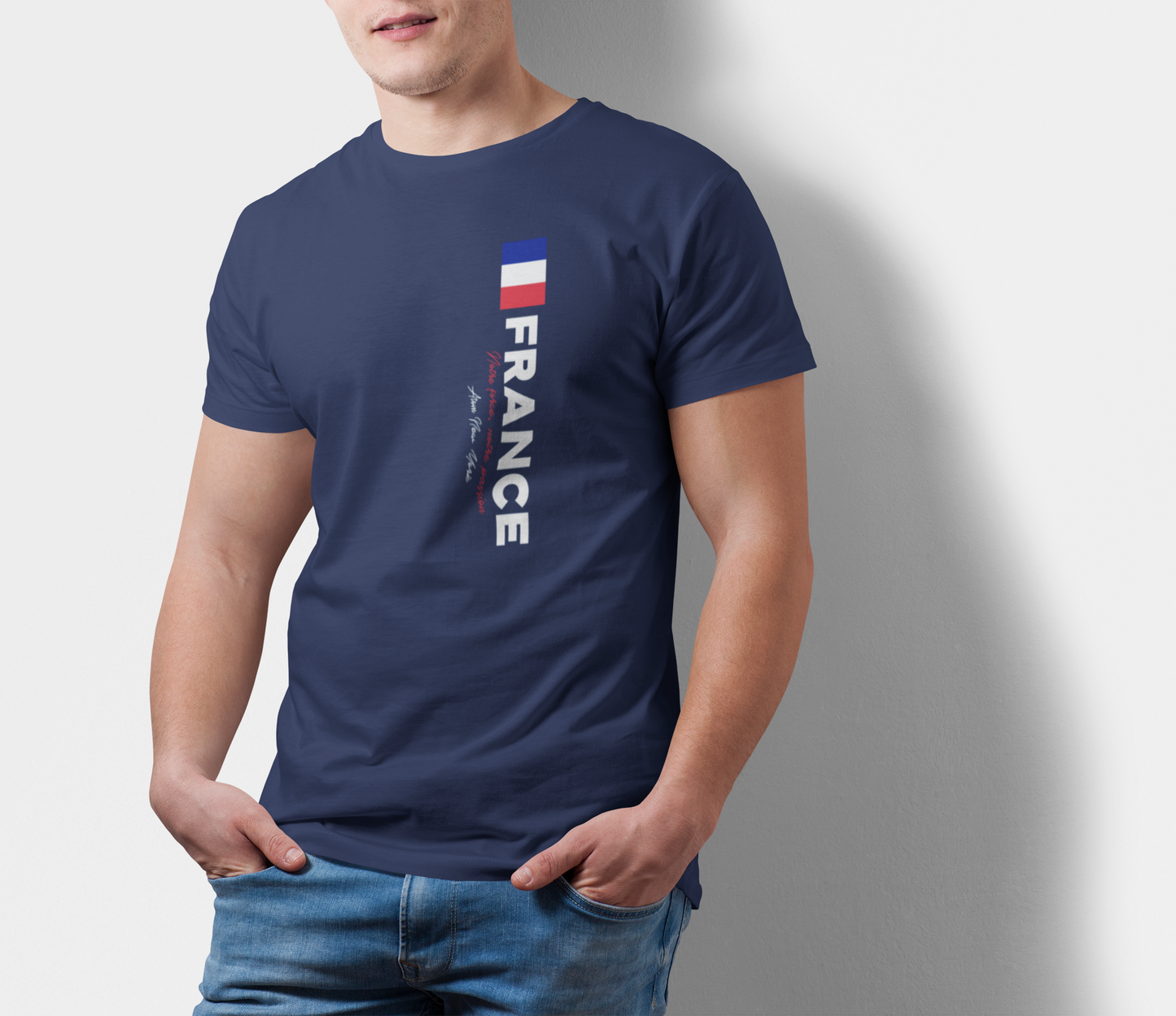 ATOM New York France Navy Blue T-Shirt For Men