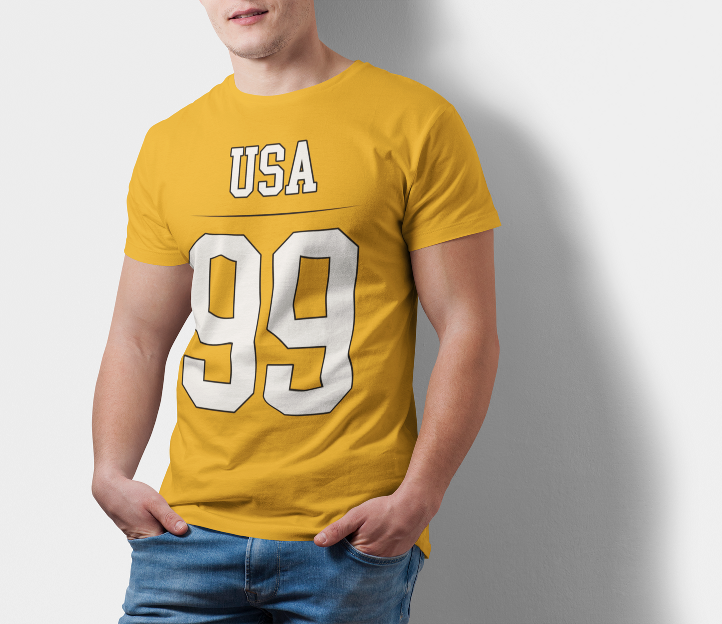 ATOM Signature USA 99 Mustard Yellow T-Shirt For Men