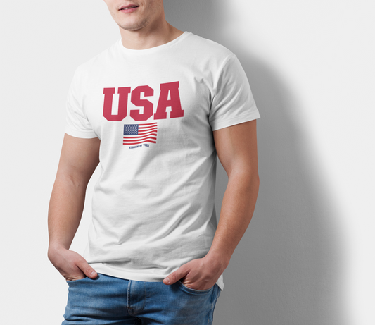 USA ATOM NEW YORK Signature White T-Shirt For Men