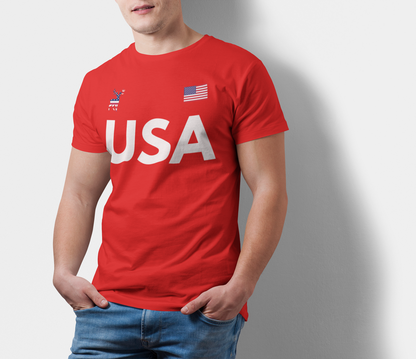 ATOM Signature USA Red T-Shirt For Men