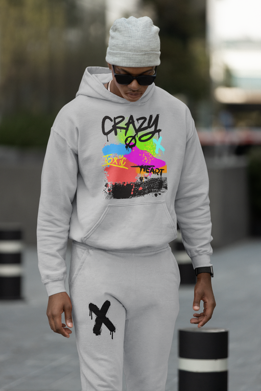 CRAZY Melange Grey Hoodie And Jogger Co-ord Set For Men