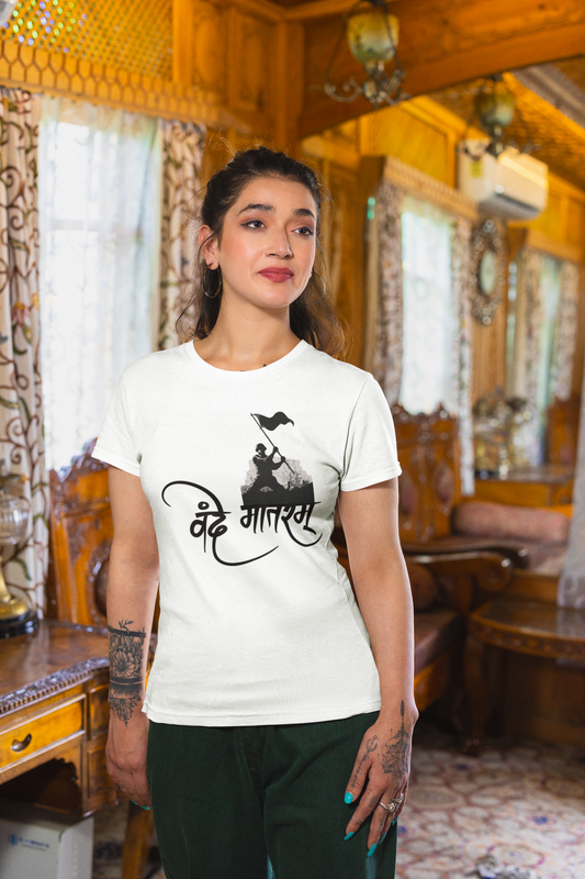 Vande Mataram White T-Shirt For Women