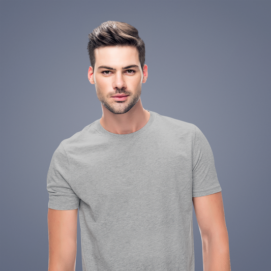 ATOM Signature Melange Grey Quiet Luxury T-Shirt For Men