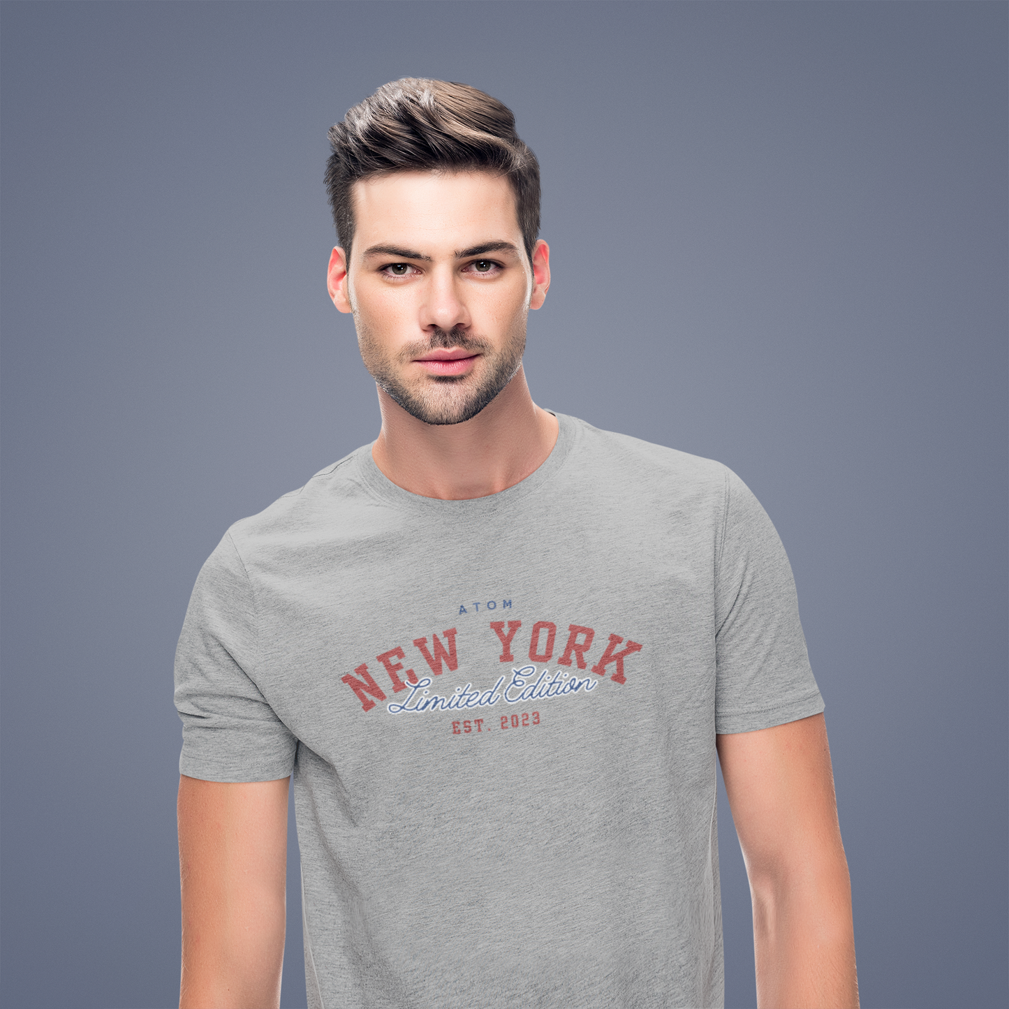 ATOM Signature Limited Wdition Melange Grey T-Shirt For Men