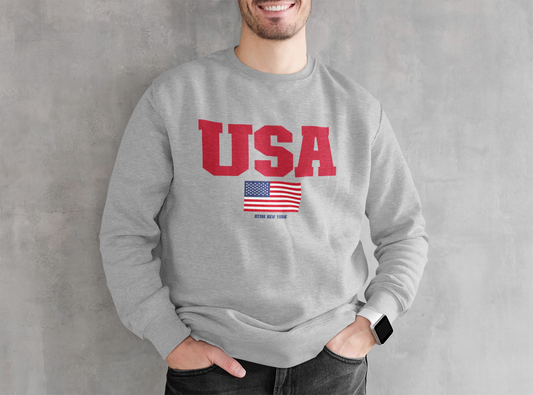 ATOM Signature USA Melange Grey Sweatshirt For Men