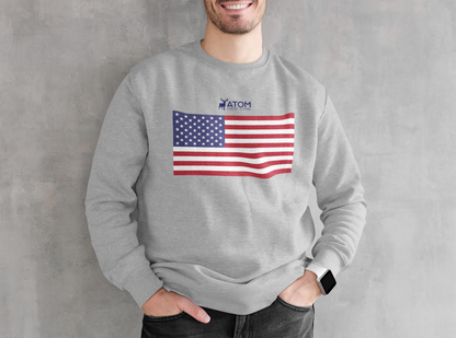 ATOM Signature American Flag Melange Grey Sweatshirt For Men