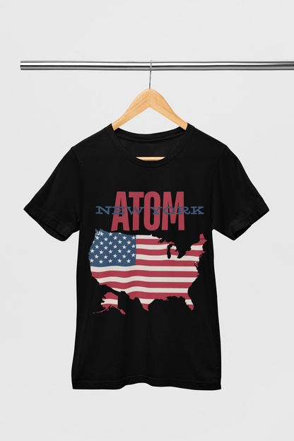 ATOM New York Signature US Map Black T-Shirt For Men