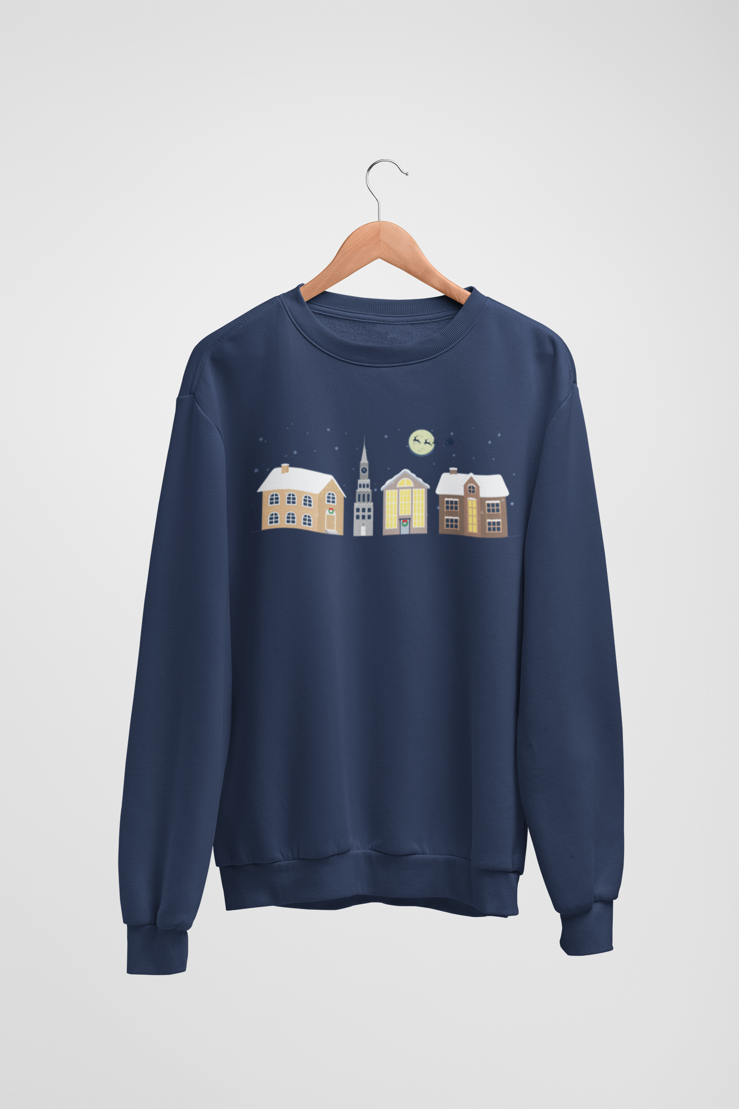 Christmas Night Navy Blue Sweatshirt For Women