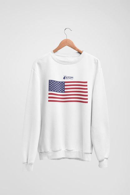 ATOM Signature American Flag White Sweatshirt For Men