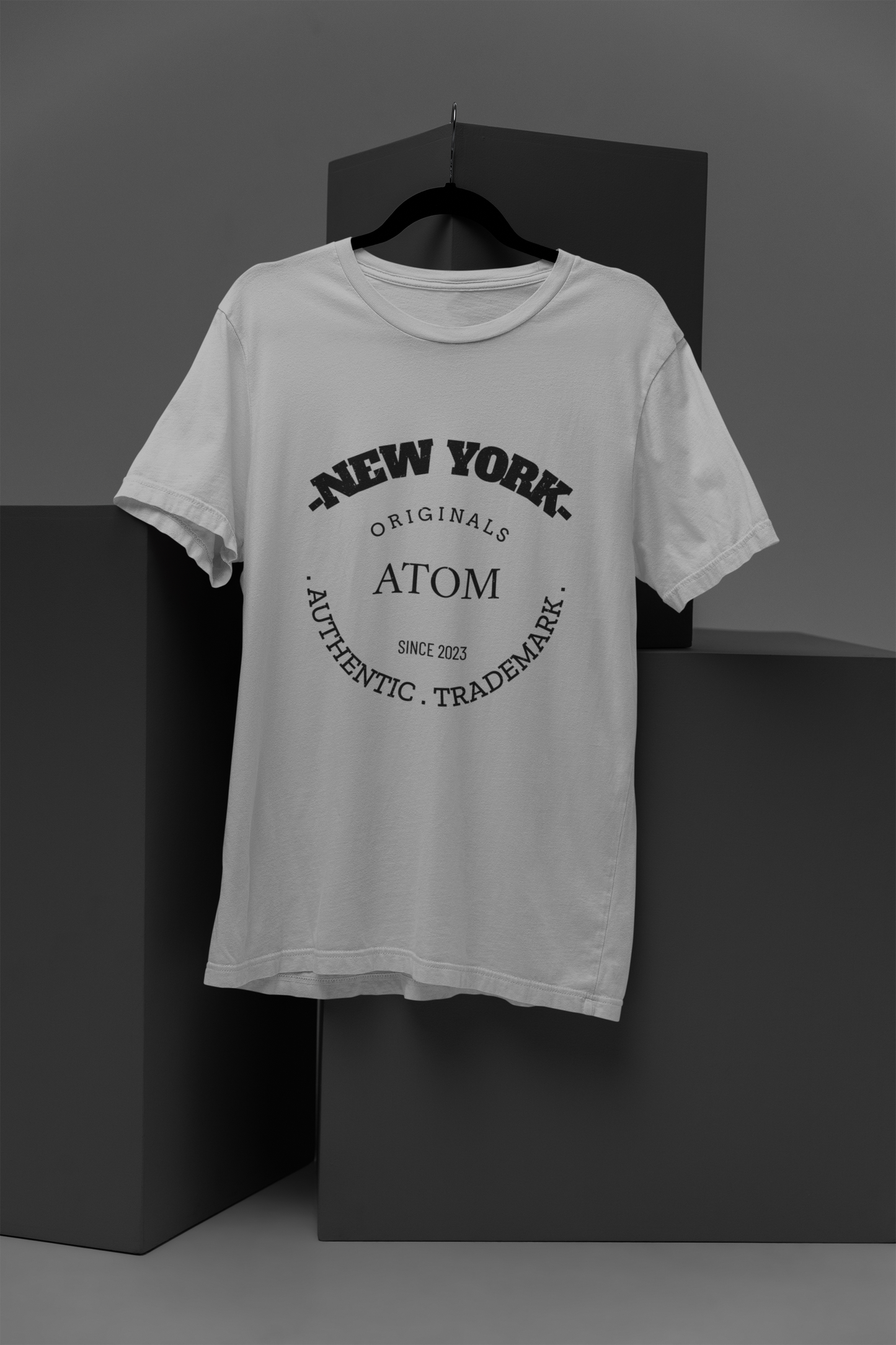 Atom New York Signature Authentic Trademark Light Grey T-Shirt For Men