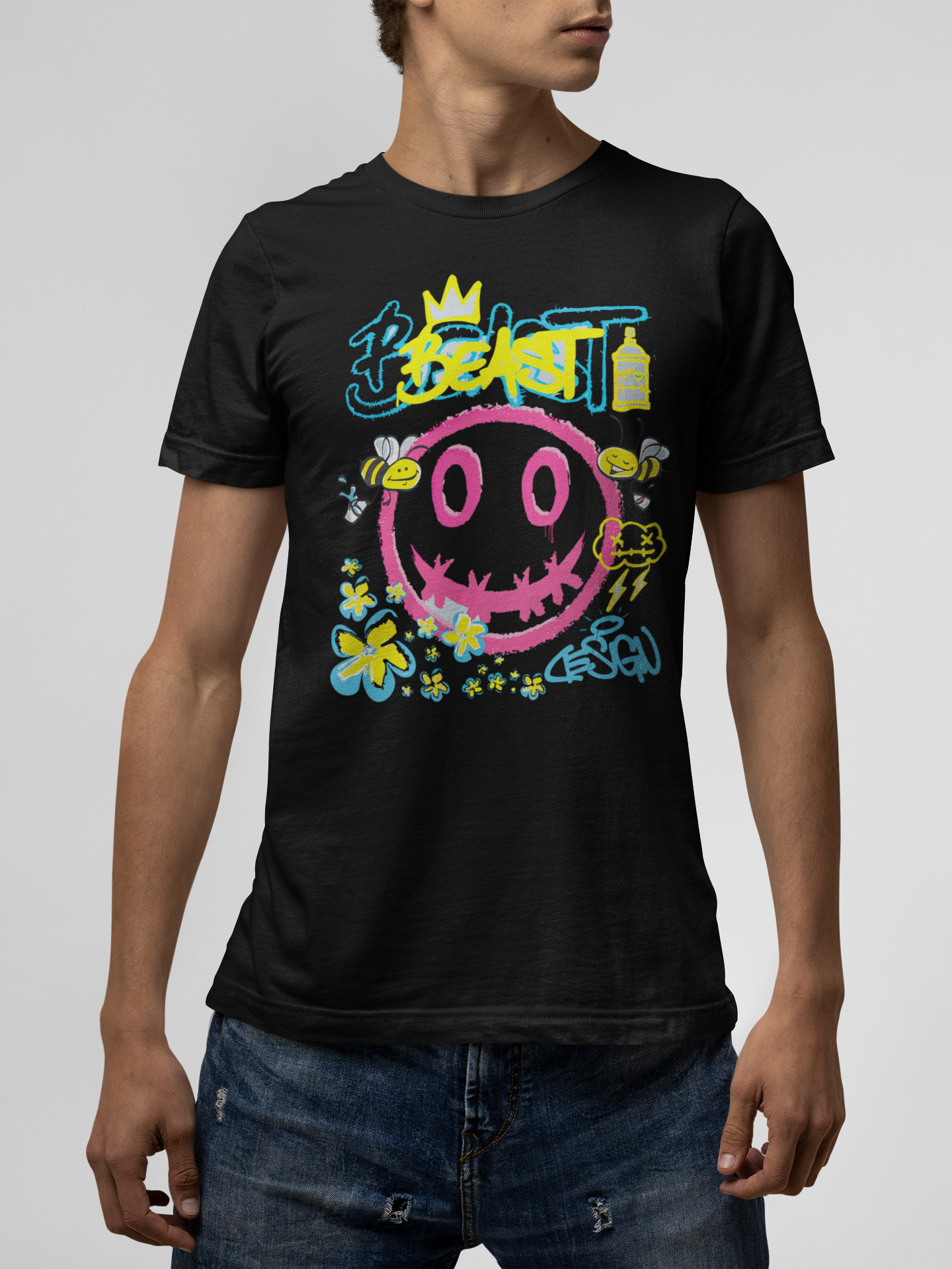 Beast Smile Black T-Shirt For Men