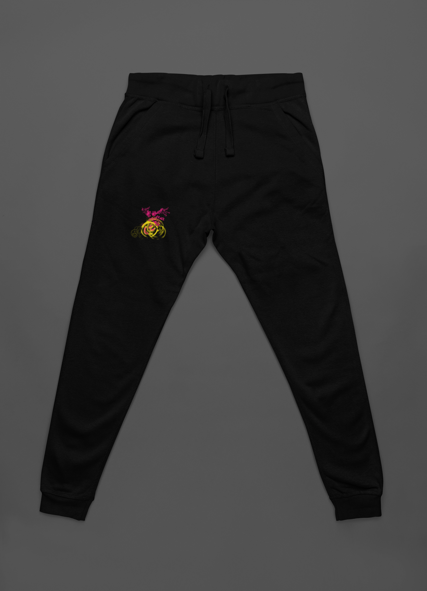 No Peace Spray Paint Unisex Black Joggers For Men