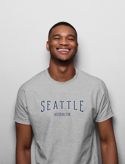 ATOM Signature Seattle Washington Melange Grey T-Shirt For Men