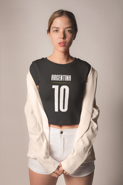 Argentina 10 Black Crop Top For Women