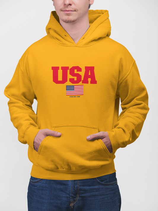 USA Pure Cotton Mustard Yellow Hoodie For Men