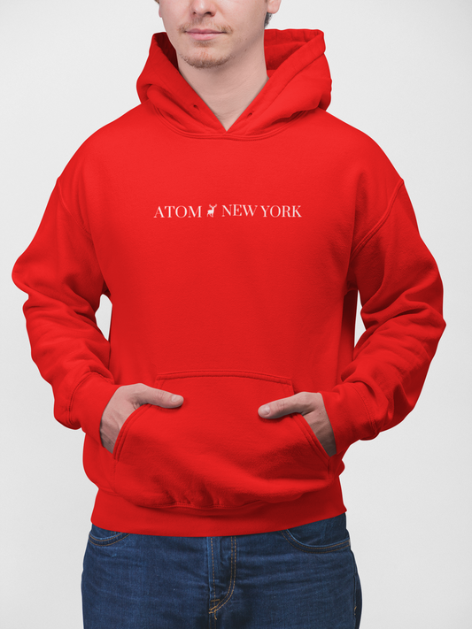 ATOM NEW YORK Signature Pure Cotton Red Hoodie For Men