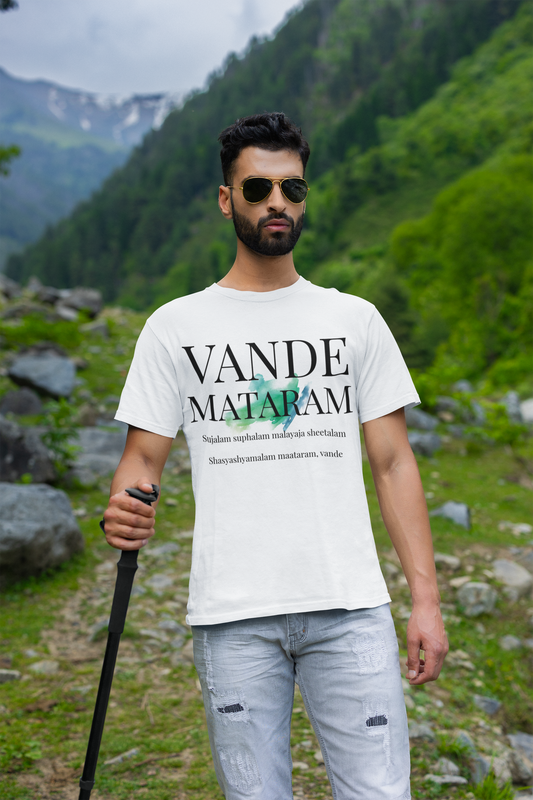 R-Day Special Vande Mataram White T-Shirt For Men