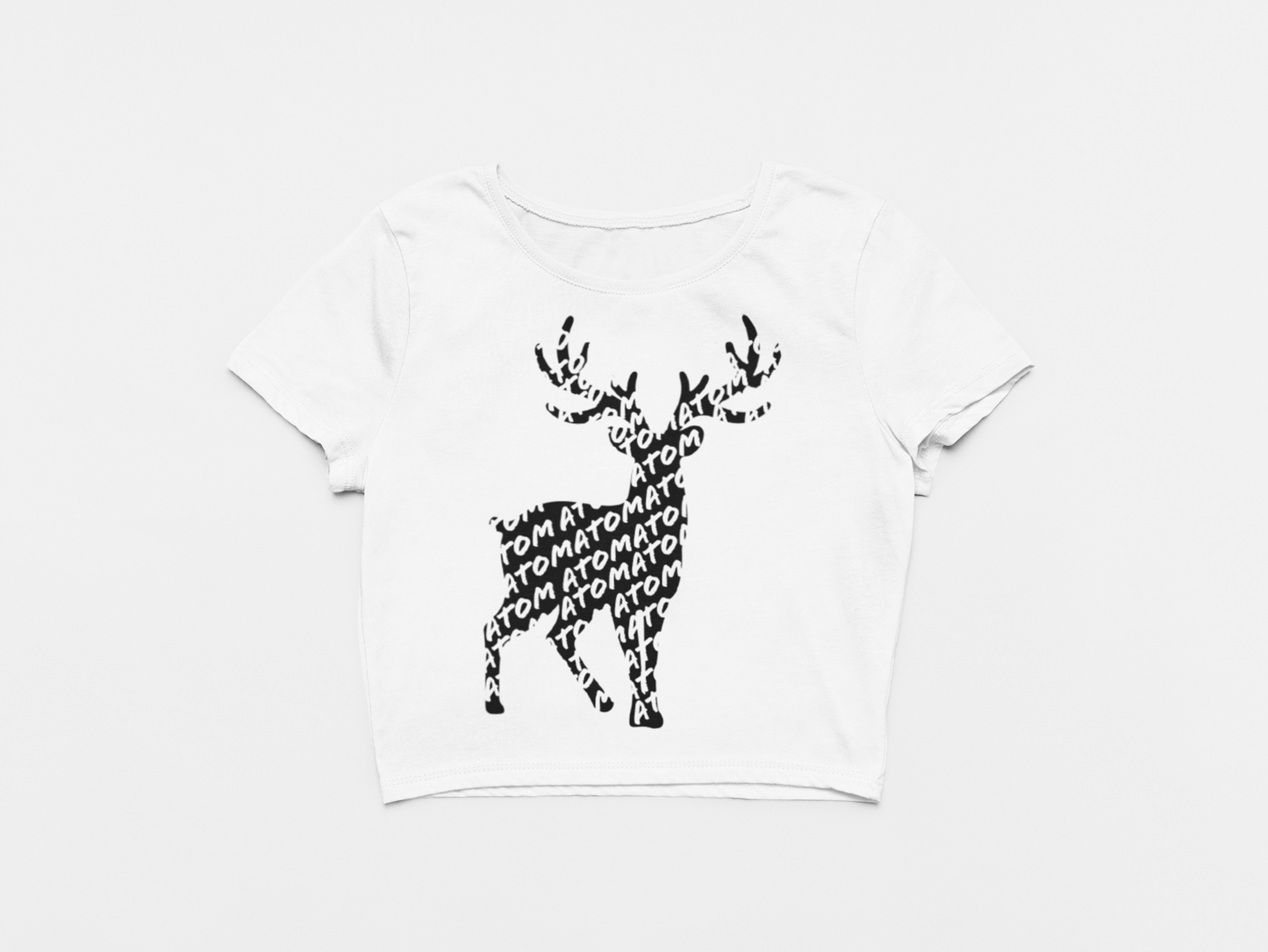 ATOM Signature Deer White Crop Top For Women