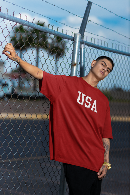 USA 99 Red Oversized T-Shirt For Men