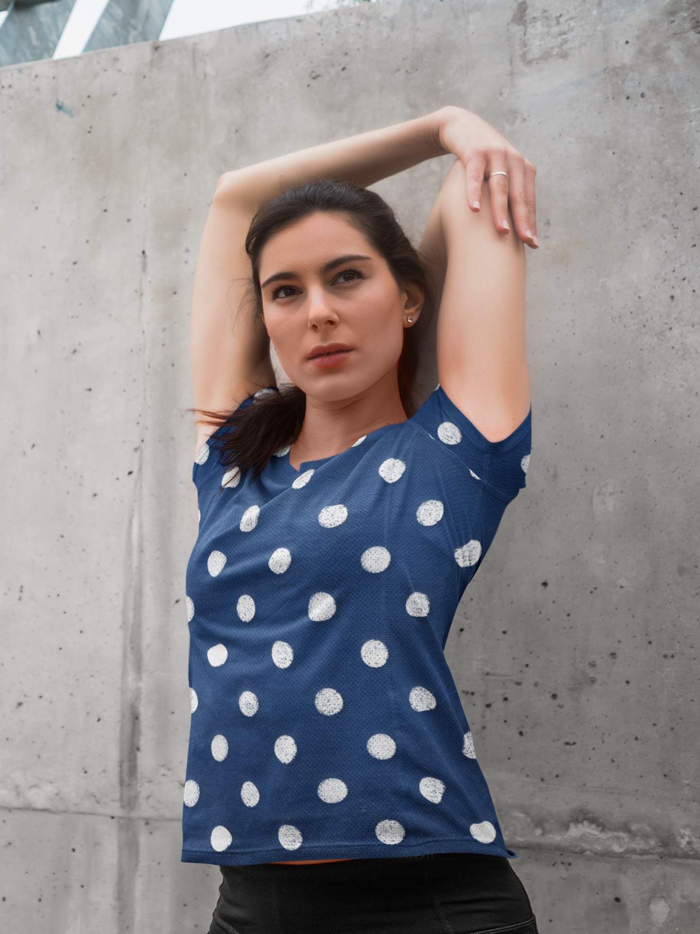 Blue Polka Dots All Over Print T-Shirt For Women