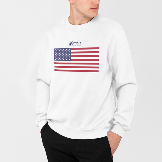 ATOM Signature American Flag White Sweatshirt For Men