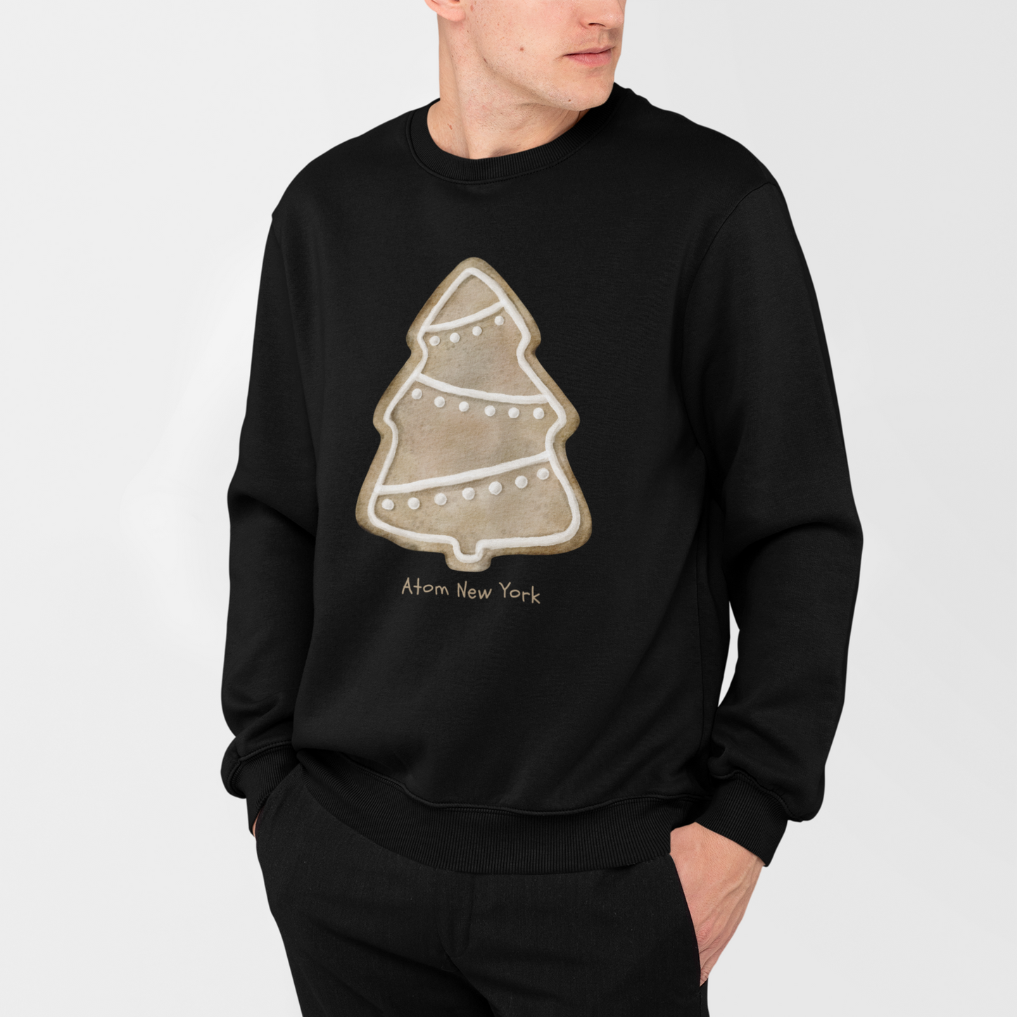 ATOM Christmas Cookie Black Sweatshirt For Men