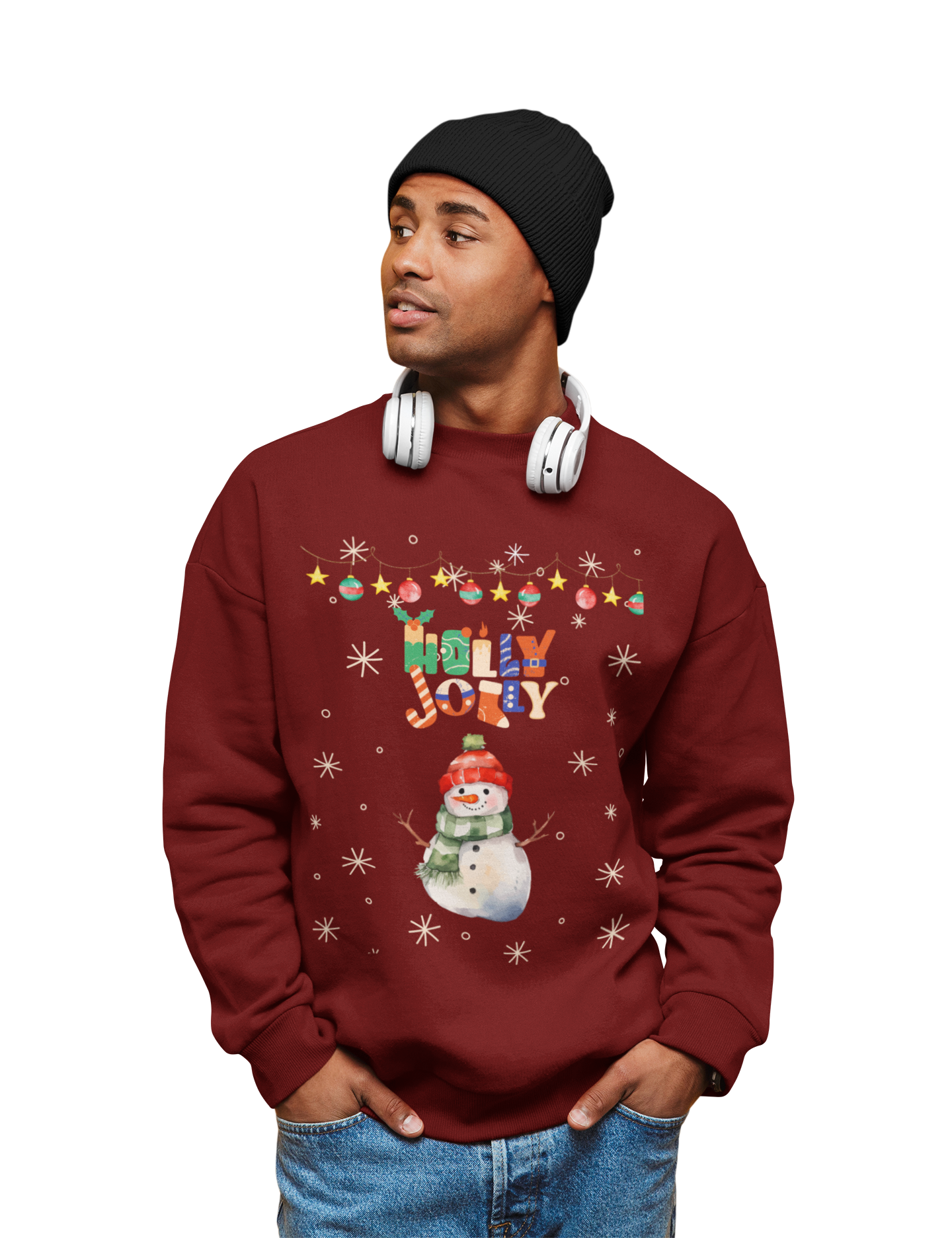 Holly Jolly Christmas Maroon Sweatshirt For Men