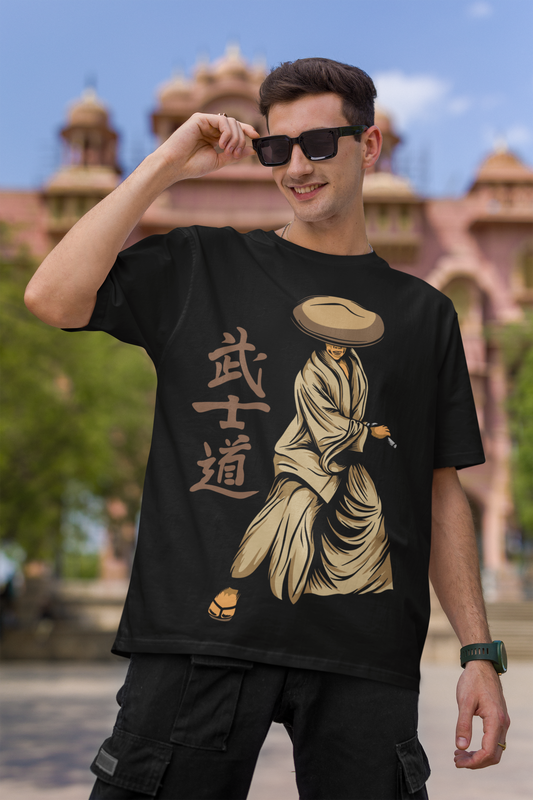 Samurai Black Oversized T-Shirt For Men