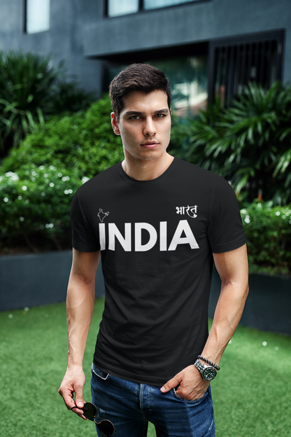 ATOM Signature INDIA BHARAT Black T-Shirt For Men