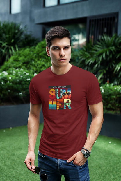 ATOM Signature Summer Maroon T-Shirt For Men