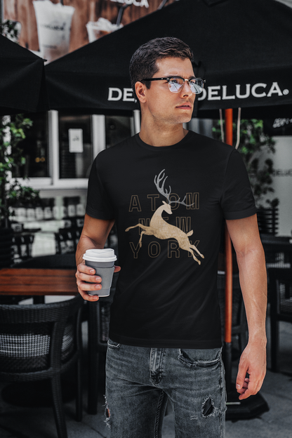 ATOM Signature Iconic Jumping Deer Black T-Shirt For Men