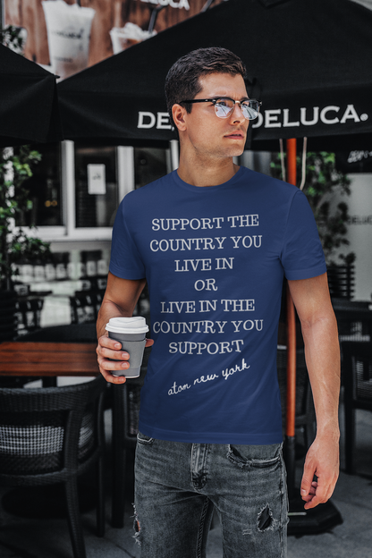 ATOM Signature Support The Country You Live In Navy Blue T-Shirt For Men