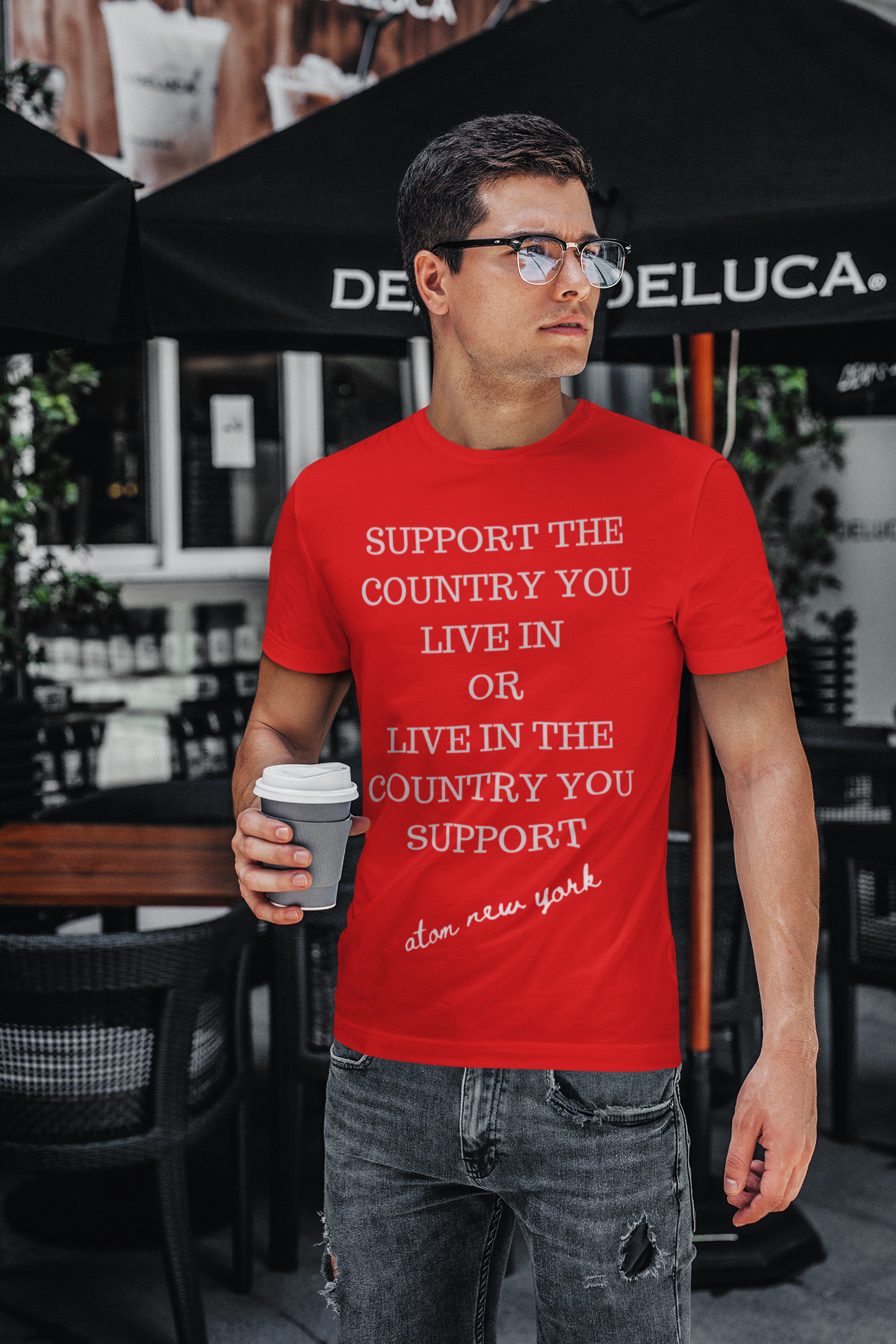 ATOM Signature Support The Country You Live In Red T-Shirt For Men