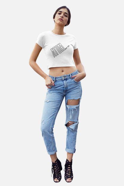 ATOM Signature White Crop Top For Women