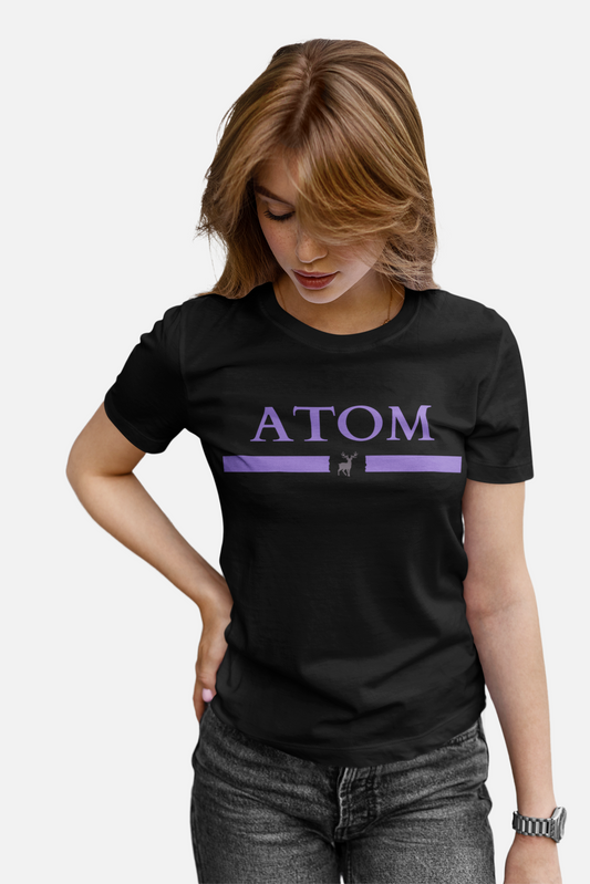 ATOM Signature Lavender Logo Black T-Shirt For Women