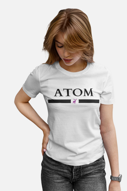 ATOM Signature Black Logo White T-Shirt For Women