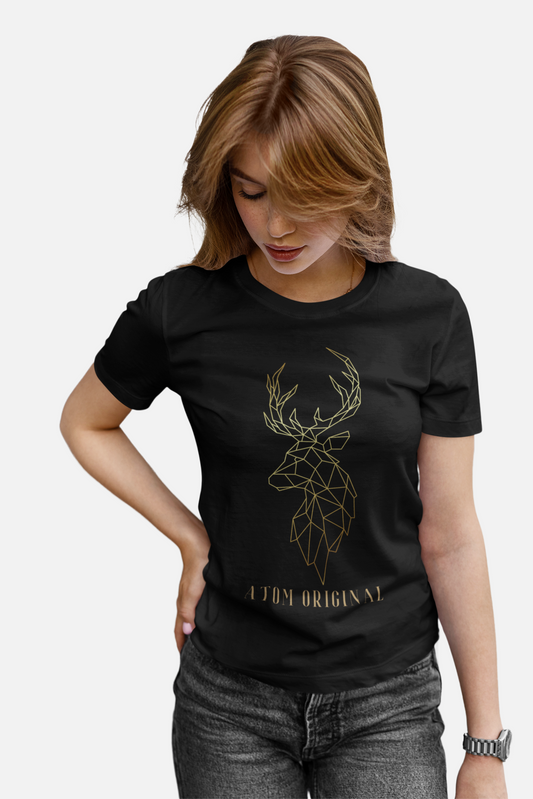 ATOM Signature Original Mascot Black T-Shirt For Women