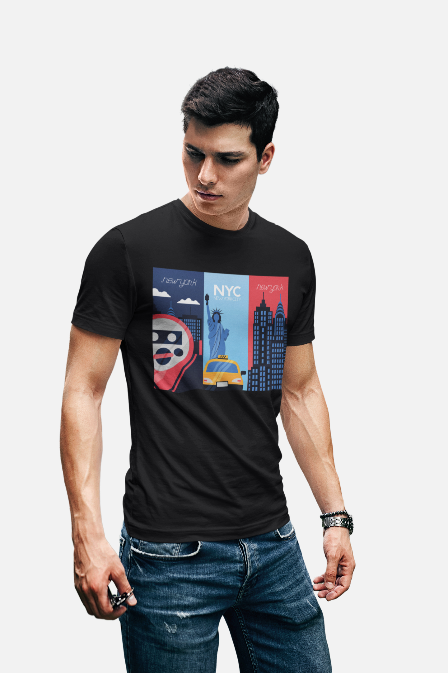 ATOM Signature New York City Black T-Shirt For Men